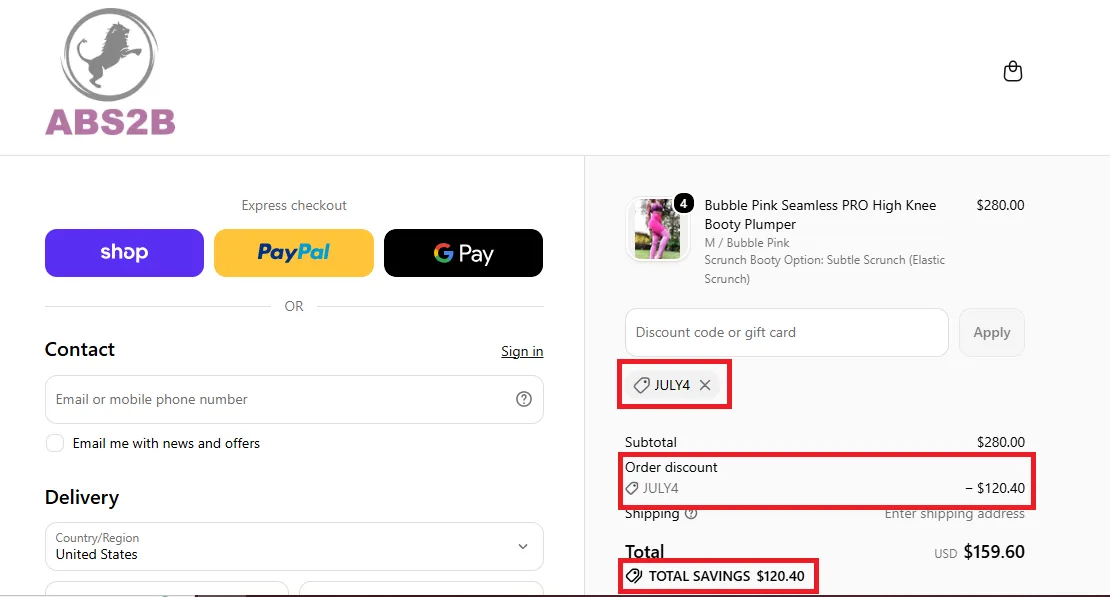Shopabs2b 40% off coupon code